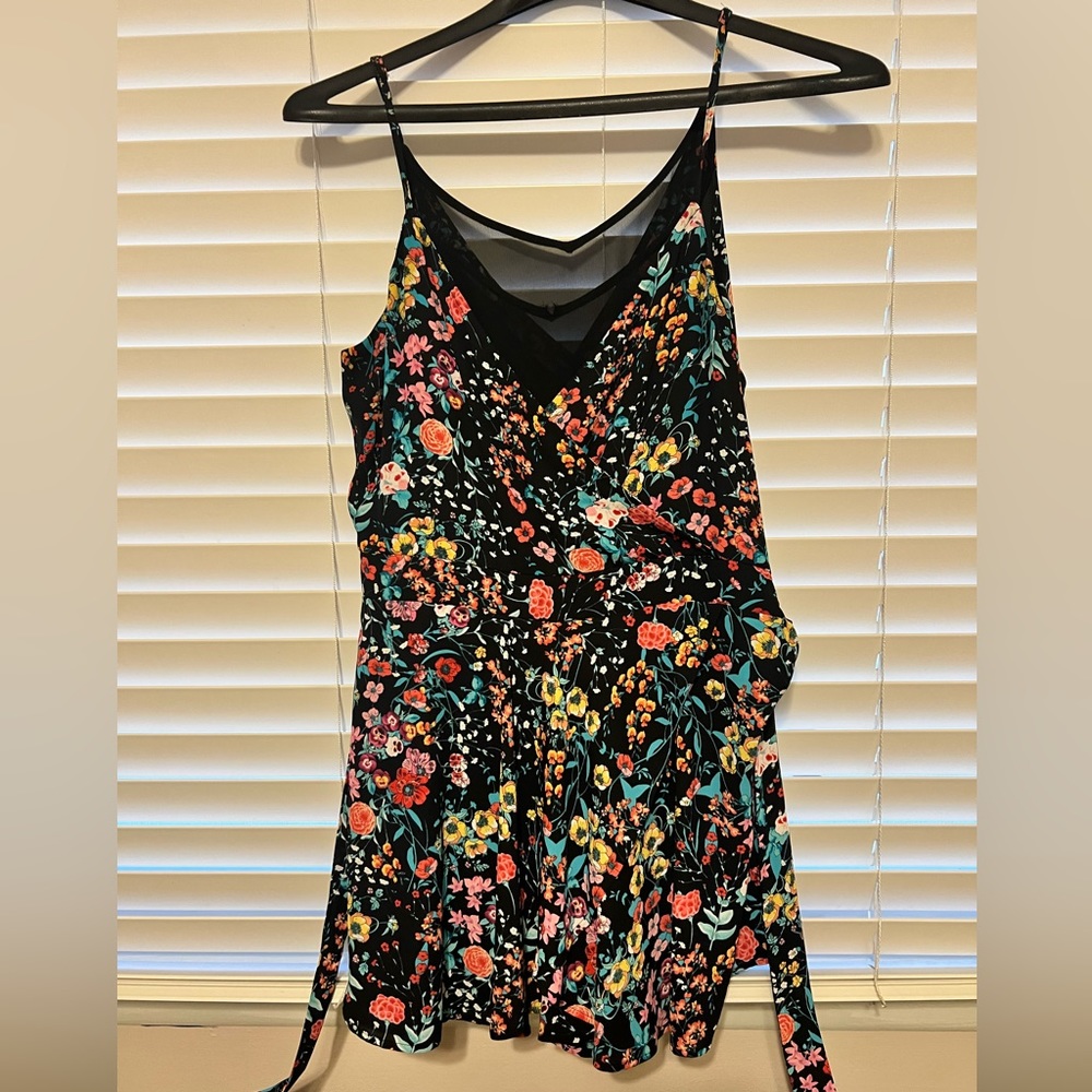 Express Size Large Black Floral Romper